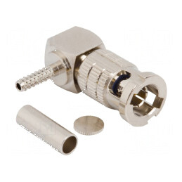 Conector Micro BNC Mufă Tată Unghi 90° 50Ω Lipire Crimpat | Electronic-mag.ro | Componente Electronice