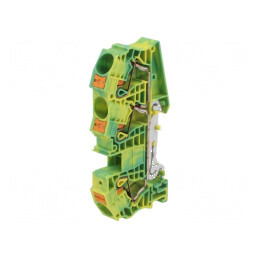 Conector îmbinare pentru șine 0,5÷25mm², 1 pistă, 3 borne, galben-verde | Electronic-mag.ro | Componente Electronice