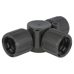 Conector T poliamidă HelaGuard 50-135°C IP66 negru | Electronic-mag.ro | Componente Electronice