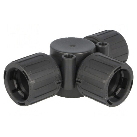 Conector T poliamidă HelaGuard 50-135°C IP66 negru | Electronic-mag.ro | Componente Electronice
