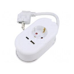 Prelungitor alimentare 3 prize PVC alb 1,5m 16A | Electronic-mag.ro | Componente Electronice