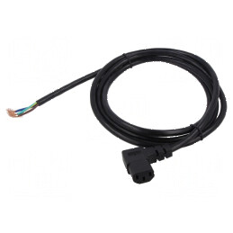 Cablu IEC C13 mamă 90° 2m negru 10A 250V 3x18AWG PVC | Electronic-mag.ro | Componente Electronice