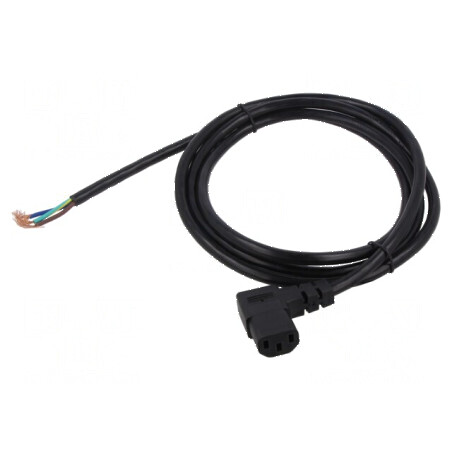 Cablu IEC C13 mamă 90° 2m negru 10A 250V 3x18AWG PVC | Electronic-mag.ro | Componente Electronice