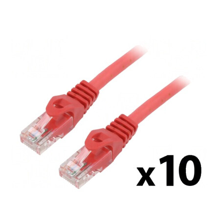 Cabluri Patch U/UTP 6 litat CCA PVC roşu 2m 26AWG - 10 buc. | Electronic-mag.ro | Componente Electronice