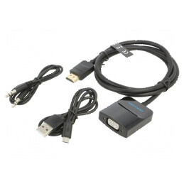 Convertor HDMI la VGA 1m negru, carcasă ABS | Electronic-mag.ro | Componente Electronice