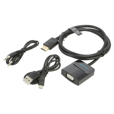 Convertor HDMI la VGA 1m negru, carcasă ABS | Electronic-mag.ro | Componente Electronice