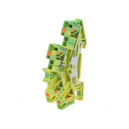 Term. îmbinare de șine 0,14-4mm² 2 piste 4 borne galben-verde | Electronic-mag.ro | Componente Electronice