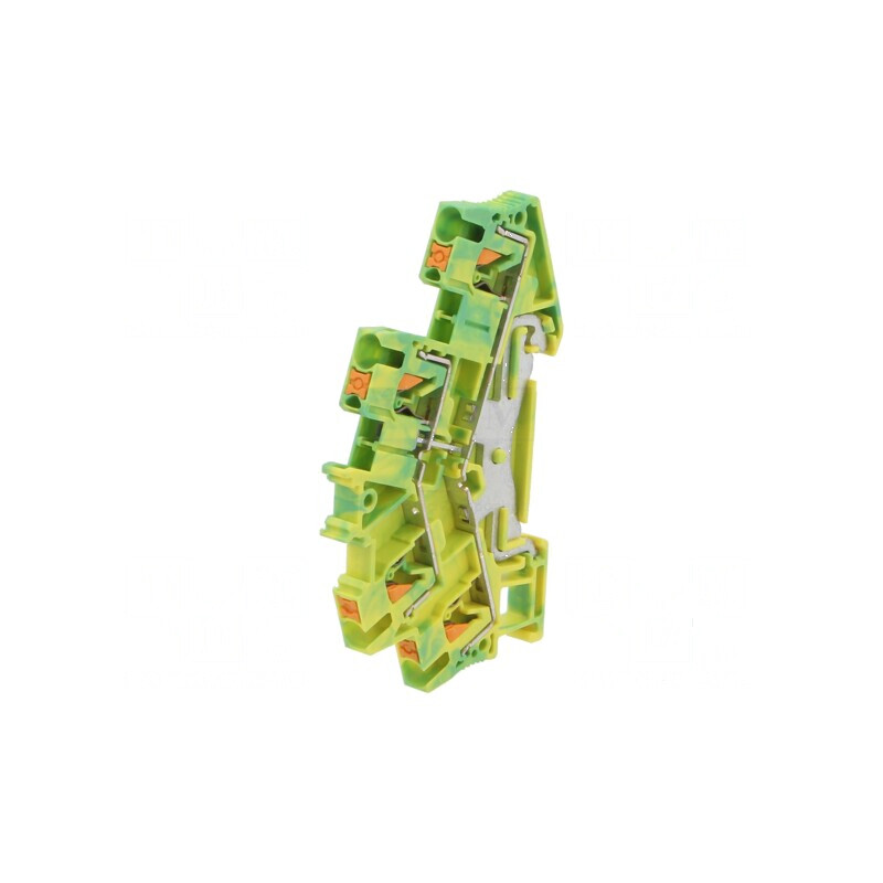Term. îmbinare de șine 0,14-4mm² 2 piste 4 borne galben-verde | Electronic-mag.ro | Componente Electronice