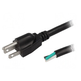 Cablu 3x14AWG NEMA 5-15, 3,5m, PVC, Negru, 15A | Electronic-mag.ro | Componente Electronice