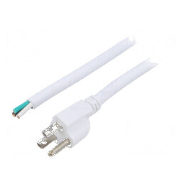 Cablu 3x14AWG NEMA 5-15, 3,5m, alb, 13A, PVC | Electronic-mag.ro | Componente Electronice