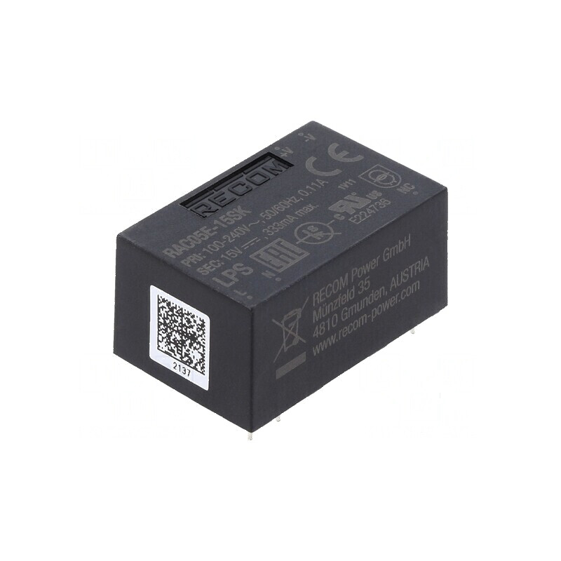 Convertor AC/DC 5W 15VDC 90-264VAC 130-370VDC | Electronic-mag.ro | Componente Electronice Convertor AC/DC 5W 15VDC 90-264VAC 130-370VDC | Electronic-mag.ro | Componente Electronice