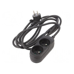Prelungitor alimentare 3 prize PVC negru 3m 16A 3x1,5mm2 | Electronic-mag.ro | Componente Electronice