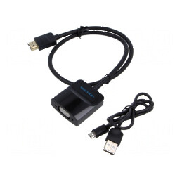 Convertor HDMI VGA 0,5m negru din ABS | Electronic-mag.ro | Componente Electronice