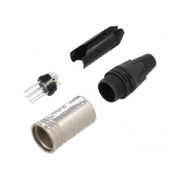 Conector XLR mufă tată PIN 6 drept pe cablu lipire argintat | Electronic-mag.ro | Componente Electronice