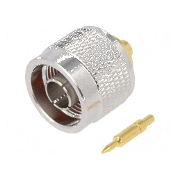 Conector N mufă tată drept 50Ω pentru lipire și crimpare pe cablu PTFE | Electronic-mag.ro | Componente Electronice
