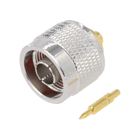 Conector N mufă tată drept 50Ω pentru lipire și crimpare pe cablu PTFE | Electronic-mag.ro | Componente Electronice