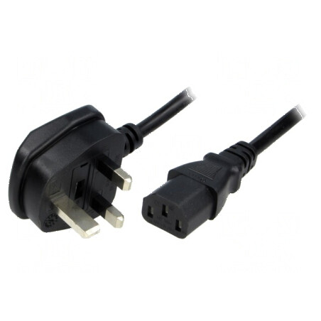 Cablu 3x1mm2 BS 1363 cu mufă IEC C13 mamă PVC 2,5m negru | Electronic-mag.ro | Componente Electronice