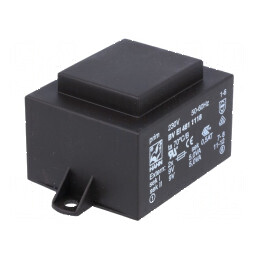 Transformator încapsulat 10VA 230VAC 9V 556mA PCB | Electronic-mag.ro | Componente Electronice