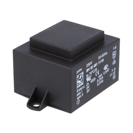 Transformator încapsulat 10VA 230VAC 9V 556mA PCB | Electronic-mag.ro | Componente Electronice