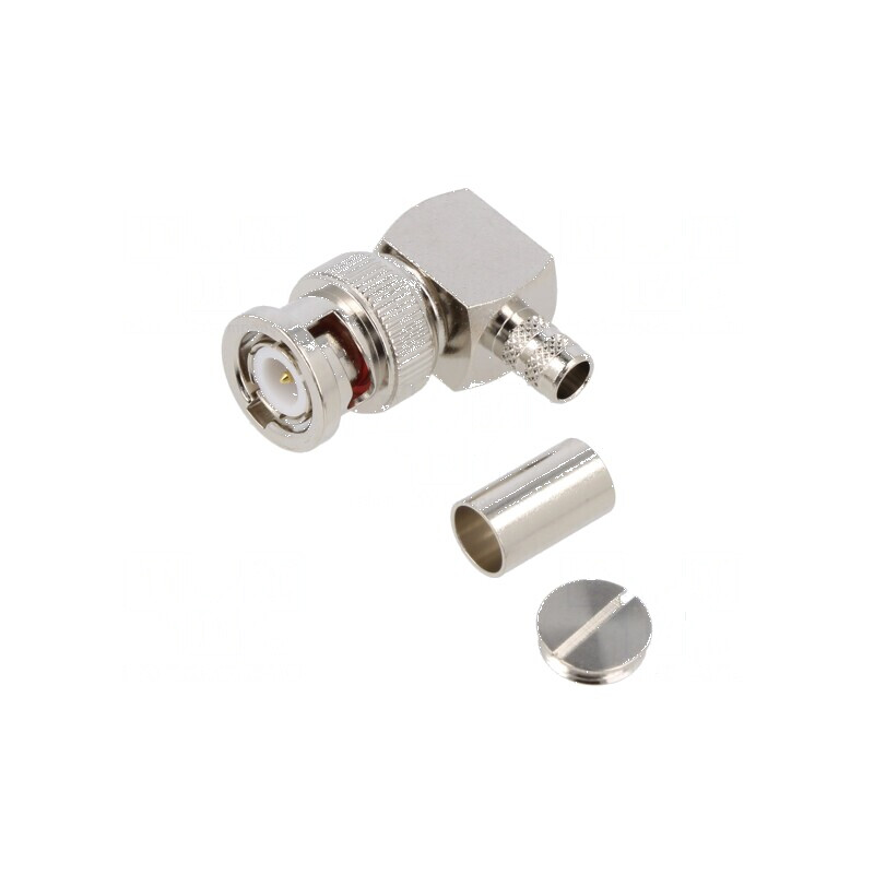 Conector BNC mufă tată 90° 50Ω lipire, crimpat POM | Electronic-mag.ro | Componente Electronice