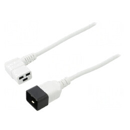 Cablu 3x1,5mm2 IEC C19 mamă unghi, IEC C20 tată, 3m alb | Electronic-mag.ro | Componente Electronice