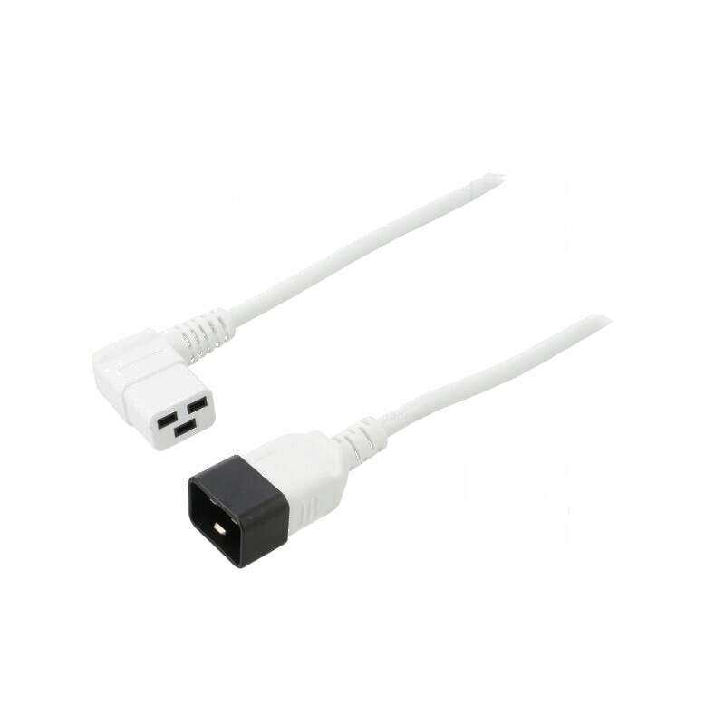 Cablu 3x1,5mm2 IEC C19 mamă unghi, IEC C20 tată, 3m alb | Electronic-mag.ro | Componente Electronice Cablu 3x1,5mm2 IEC C19 mamă unghi, IEC C20 tată, 3m alb | Electronic-mag.ro | Componente Electronice