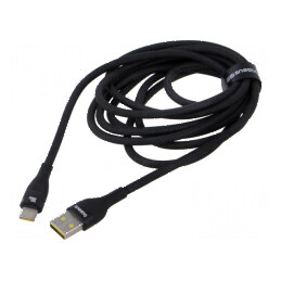 Cablu USB 2.0 A la C 2m 100W Negru | Electronic-mag.ro | Componente Electronice