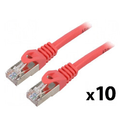 Patch cord F/UTP 6 litat CCA PVC roșu 1m 26AWG 10 bucăți | Electronic-mag.ro | Componente Electronice