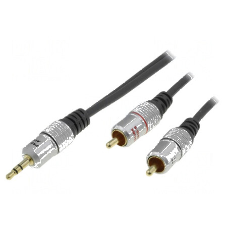 Cablu audio Jack 3,5mm la RCA x2, 1,8m, negru | Electronic-mag.ro | Componente Electronice