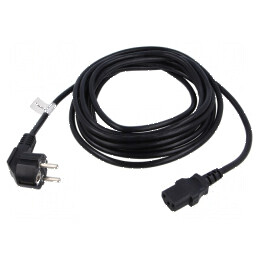 Cablu CEE 7/7 ştecăr unghi, IEC C13 mamă, PVC, 5m | Electronic-mag.ro | Componente Electronice