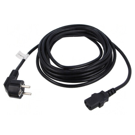 Cablu CEE 7/7 ştecăr unghi, IEC C13 mamă, PVC, 5m | Electronic-mag.ro | Componente Electronice