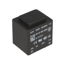 Transformator încapsulat 3VA 230VAC 9V 333mA pentru PCB BVEI | Electronic-mag.ro | Componente Electronice