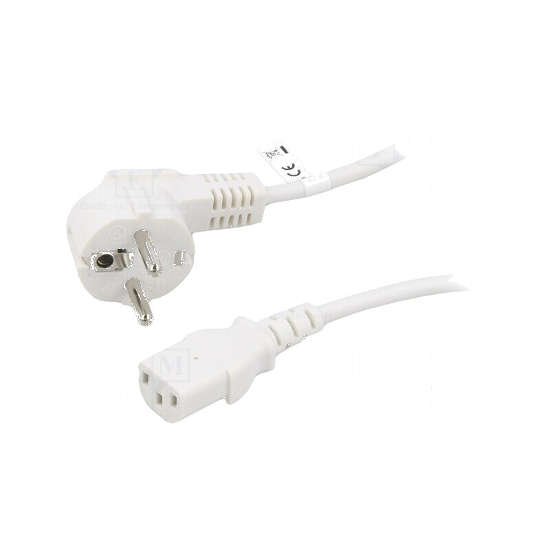 Cablu CEE 7/7 unghi, ştecăr IEC C13 mamă PVC 3m alb | Electronic-mag.ro | Componente Electronice Cablu CEE 7/7 unghi, ştecăr IEC C13 mamă PVC 3m alb | Electronic-mag.ro | Componente Electronice