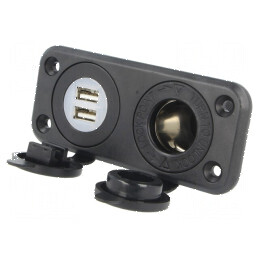 Soclu brichetă auto USB A x2, negru | Electronic-mag.ro | Componente Electronice