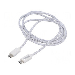 Cablu USB 2.0 USB C 1,5m alb PVC 100W | Electronic-mag.ro | Componente Electronice