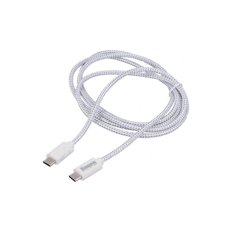 Cablu USB 2.0 USB C 1,5m alb PVC 100W | Electronic-mag.ro | Componente Electronice