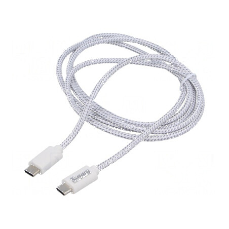 Cablu USB 2.0 USB C 1,5m alb PVC 100W | Electronic-mag.ro | Componente Electronice