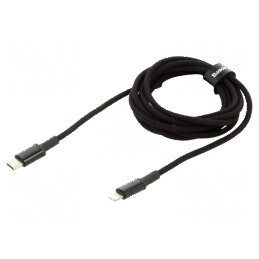 Cablu USB 2.0 Apple Lightning și USB C 2m 20W negru | Electronic-mag.ro | Componente Electronice