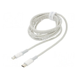 Cablu USB 2.0 Apple Lightning și USB C 2m alb textil | Electronic-mag.ro | Componente Electronice