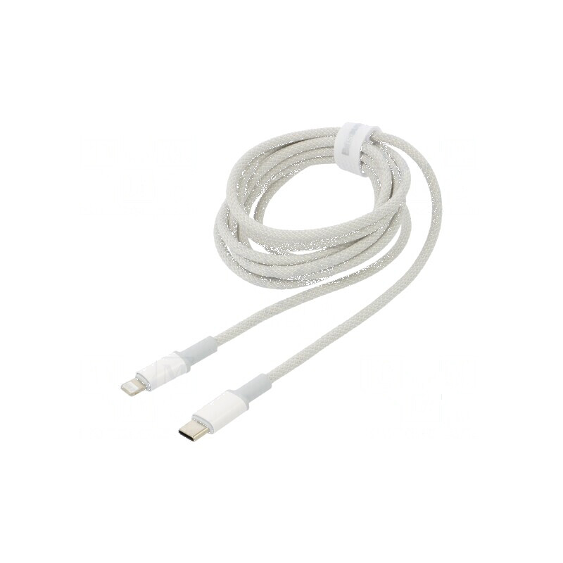Cablu USB 2.0 Apple Lightning și USB C 2m alb textil | Electronic-mag.ro | Componente Electronice Cablu USB 2.0 Apple Lightning și USB C 2m alb textil | Electronic-mag.ro | Componente Electronice