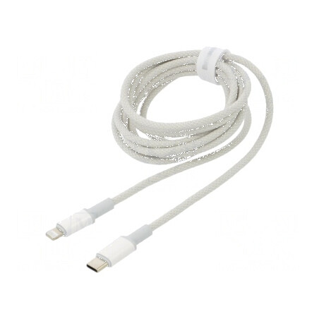Cablu USB 2.0 Apple Lightning și USB C 2m alb textil | Electronic-mag.ro | Componente Electronice