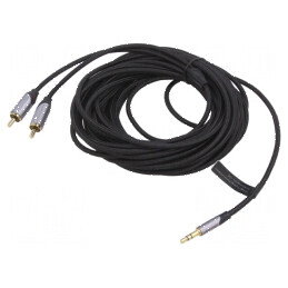 Cablu audio Jack 3,5mm 3pin la RCA x2, 10m, placare aurită | Electronic-mag.ro | Componente Electronice