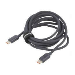 Cablu USB 2.0 USB C 2m negru textil | Electronic-mag.ro | Componente Electronice