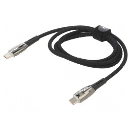 Cablu USB C 1m negru textil 100W mufă duală | Electronic-mag.ro | Componente Electronice