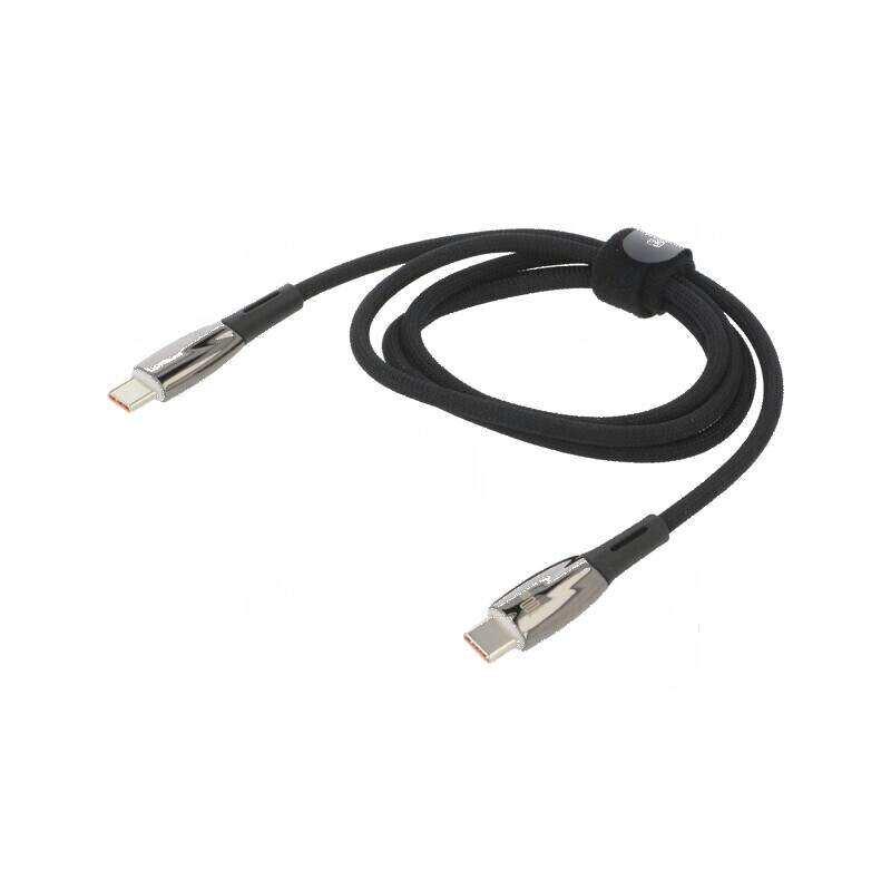 Cablu USB C 1m negru textil 100W mufă duală | Electronic-mag.ro | Componente Electronice