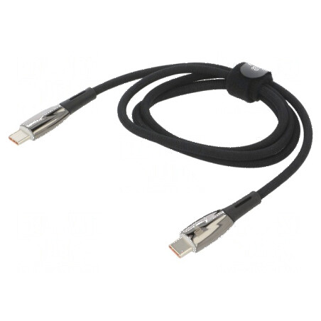 Cablu USB C 1m negru textil 100W mufă duală | Electronic-mag.ro | Componente Electronice