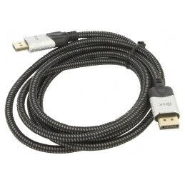 Cablu DisplayPort 1.4 HDCP 2.2 2m Negru PVC Textil | Electronic-mag.ro | Componente Electronice