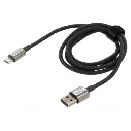 Cablu USB A la USB C 1m negru textil 100W | Electronic-mag.ro | Componente Electronice