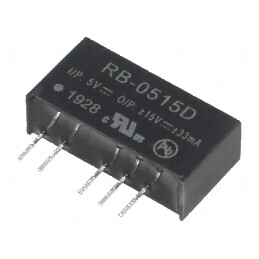Convertor DC/DC 1W 4,5-5,5V la 15VDC și -15VDC | Electronic-mag.ro | Componente Electronice