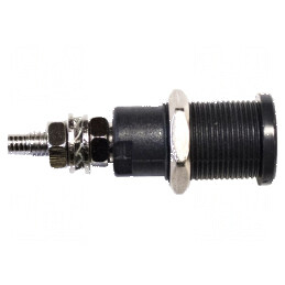 Conector banană 4mm soclu 45A 600V 1kV negru nichelat 39mm | Electronic-mag.ro | Componente Electronice